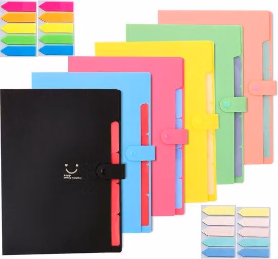 Organizer A4 a 6 scomparti con etichette, 5 scomparti, apribile, portatile