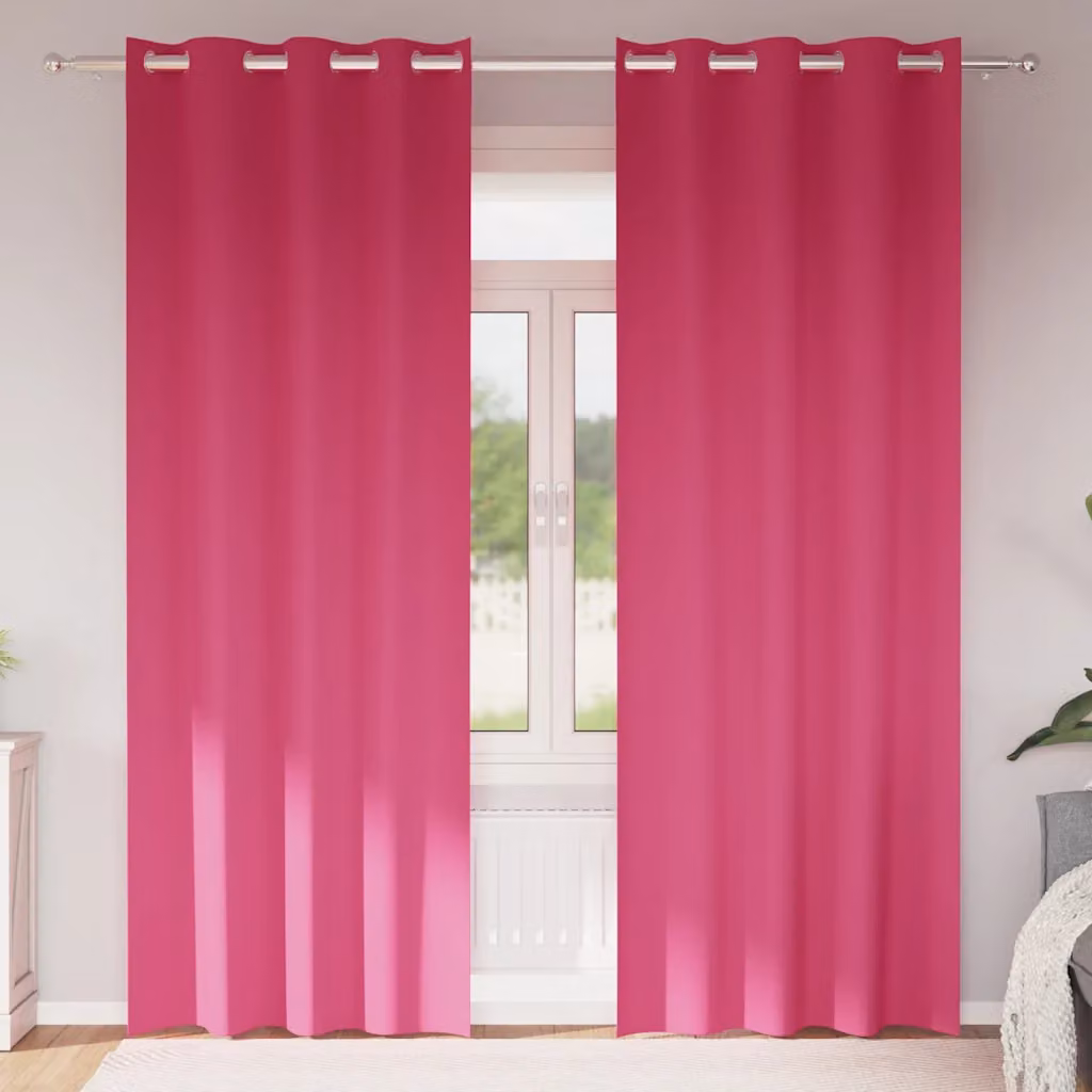 Set di 2 tende blackout vidaXL con anelli in poliestere, colore rosa, H: 260 cm x L: 140 cm