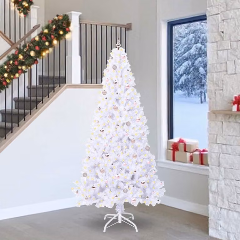 Maison Exclusive - Albero di Natale artificiale bianco, 240 cm, in PVC e acciaio