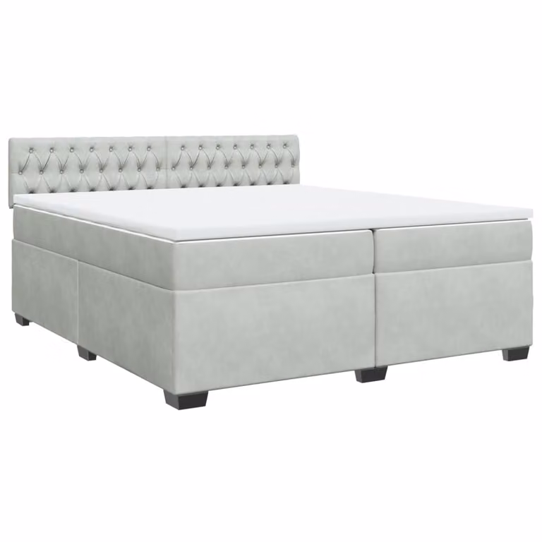 Giroletto a Molle con Materasso Grigio Chiaro 200x200cm Velluto