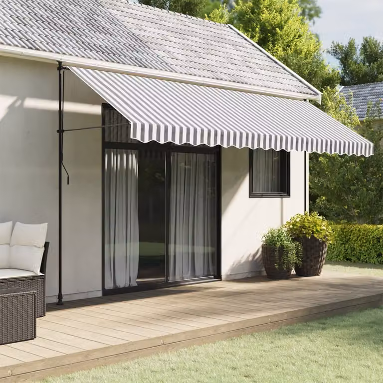 Ricambio Mantovana per Tenda da Sole vidaXL in Poliestere a Strisce Antracite e Bianche, L: 430 cm
