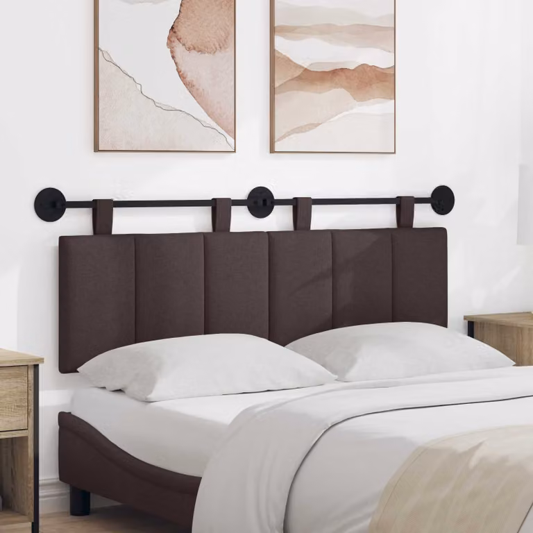 Testiera per letto sospesa vidaXL in tessuto marrone a righe, L: 130 cm, H: 55 cm, P: 5 cm