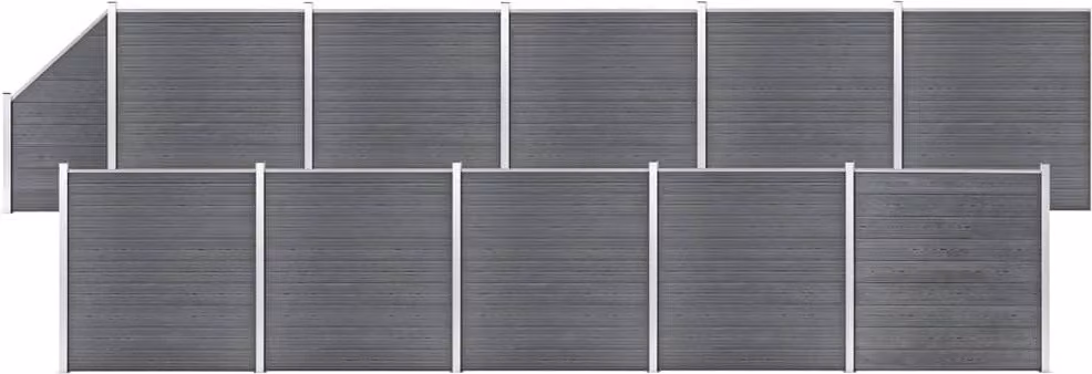 Maison Exclusive - Set di recinzione in WPC: 10 pannelli quadrati + 1 pannello obliquo, 1830 x 186 cm, grigio