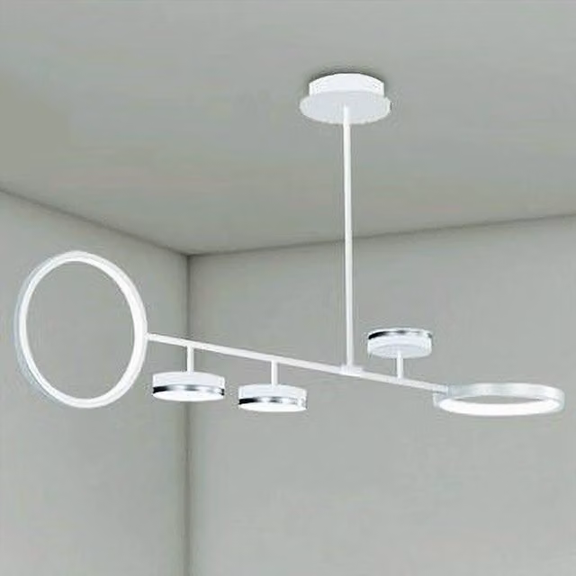 Lampadario a sospensione LED Trade Shop con 5 cerchi, design moderno orizzontale, colore bianco, luce naturale, 37W - 71330 – 1