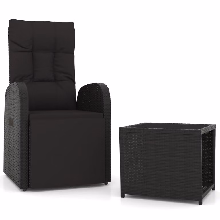 Set Mobili da Giardino 2 pz Nero Polyrattan e Acciaio