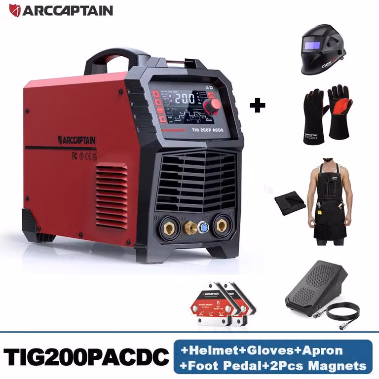 Saldatrice TIG multifunzione 7-in-1 – Saldatrice AC/DC – Saldatrice MMA – Display digitale – Funzione pulsata – Saldatrice per alluminio