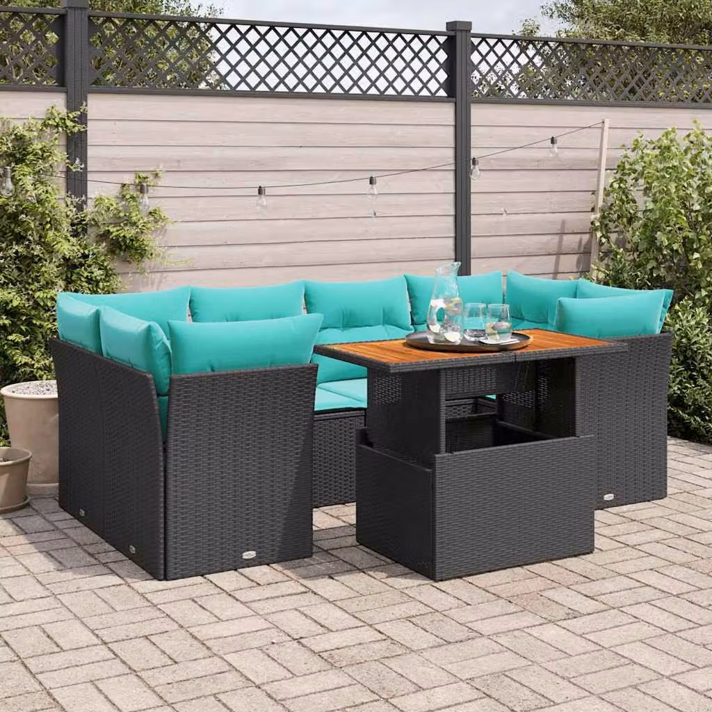 Set Divano da Giardino a L con Tavolino vidaXL, Design Moderno con Cuscini Inclusi e Rivestimenti Rimovibili, Colore Blu Turchese