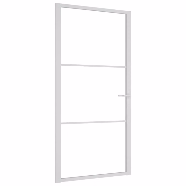 Porta Interna 102,5x201,5 cm Bianca in Vetro ESG e Alluminio