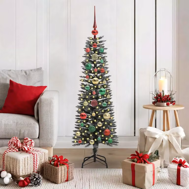Albero di Natale artificiale a cono vidaXL verde con luci LED bianco caldo e alimentazione USB, Altezza: 120 cm