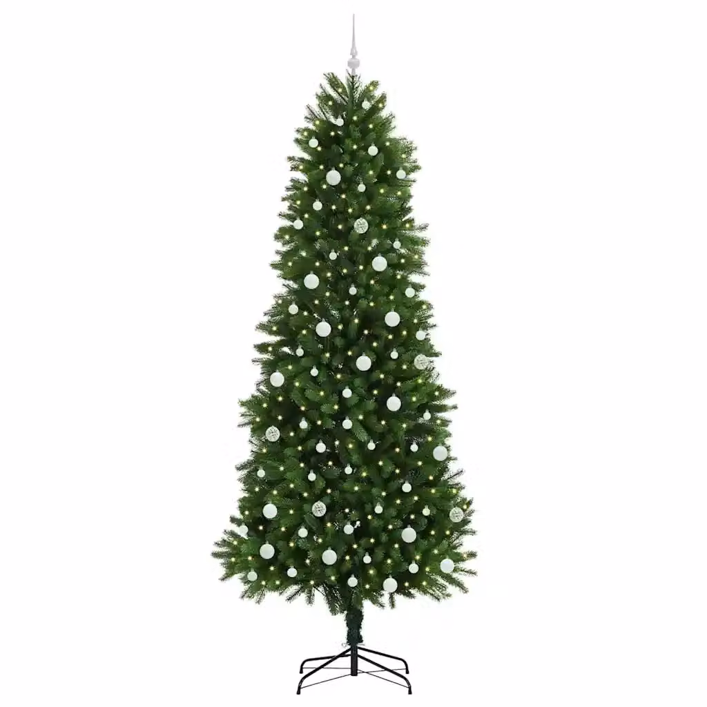 Albero di Natale verde vidaXL con 300 LED luce bianca calda e supporto, Altezza: 240 cm – 2