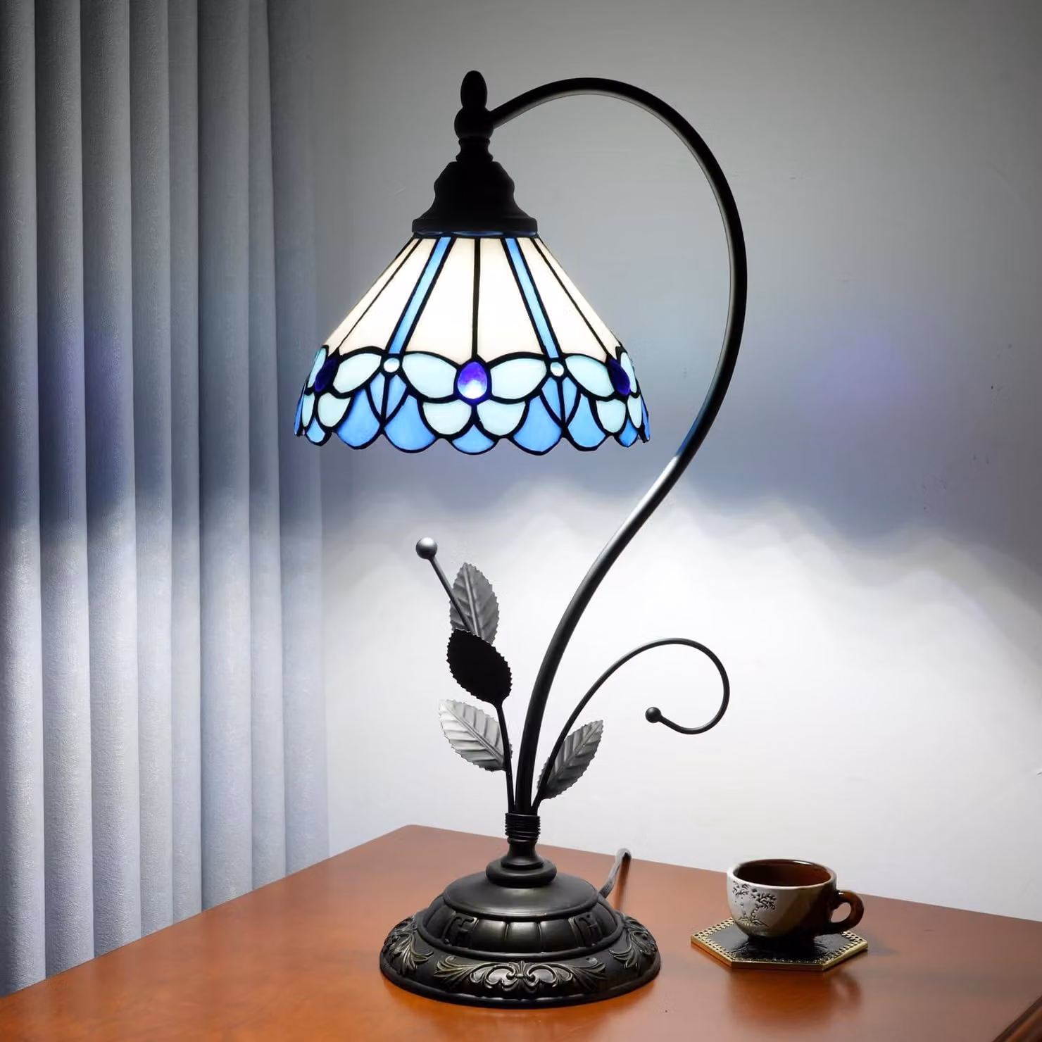 Lampada da tavolo Tiffany lampada da scrivania - Vetro colorato - 25 x 25 x 50 cm - E27 - Per soggiorno e camera da letto