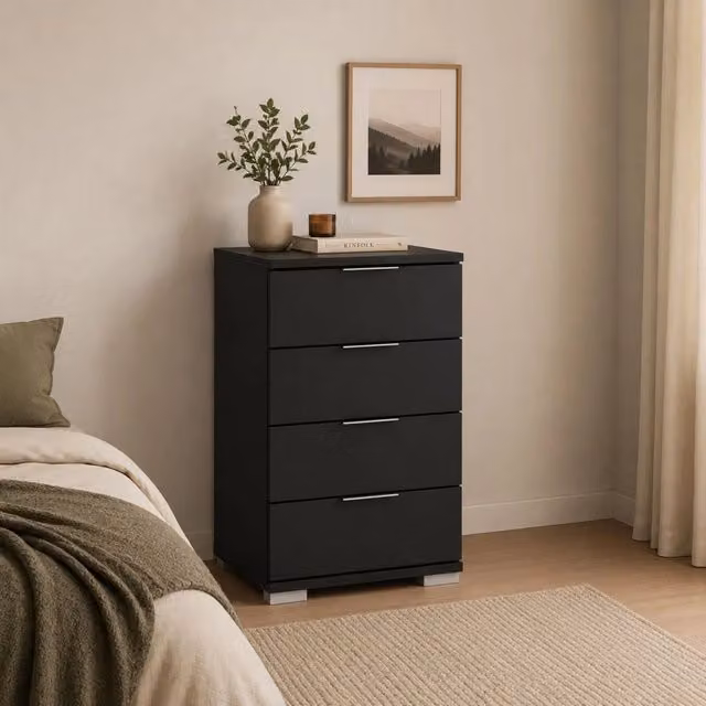 Cassettiera DMORA moderna in MDF nero antracite opaco L 46 cm x P 42 cm x H 79 cm – 1