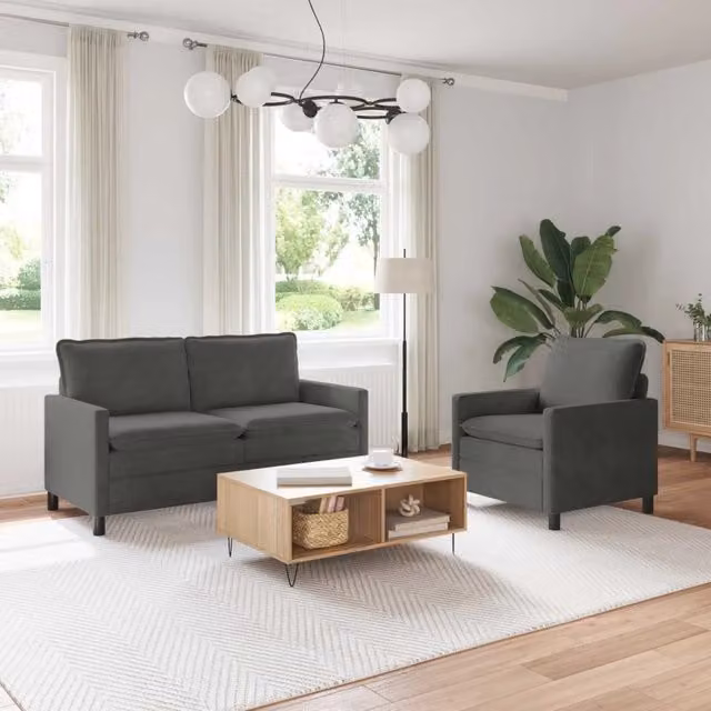 Set di divani 2 pz Grigio Scuro Tessuto 3417084