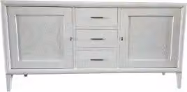 Credenza madia Spillo KIVIO in legno bianco lacquered con stile shabby chic e decoro astratto – 1