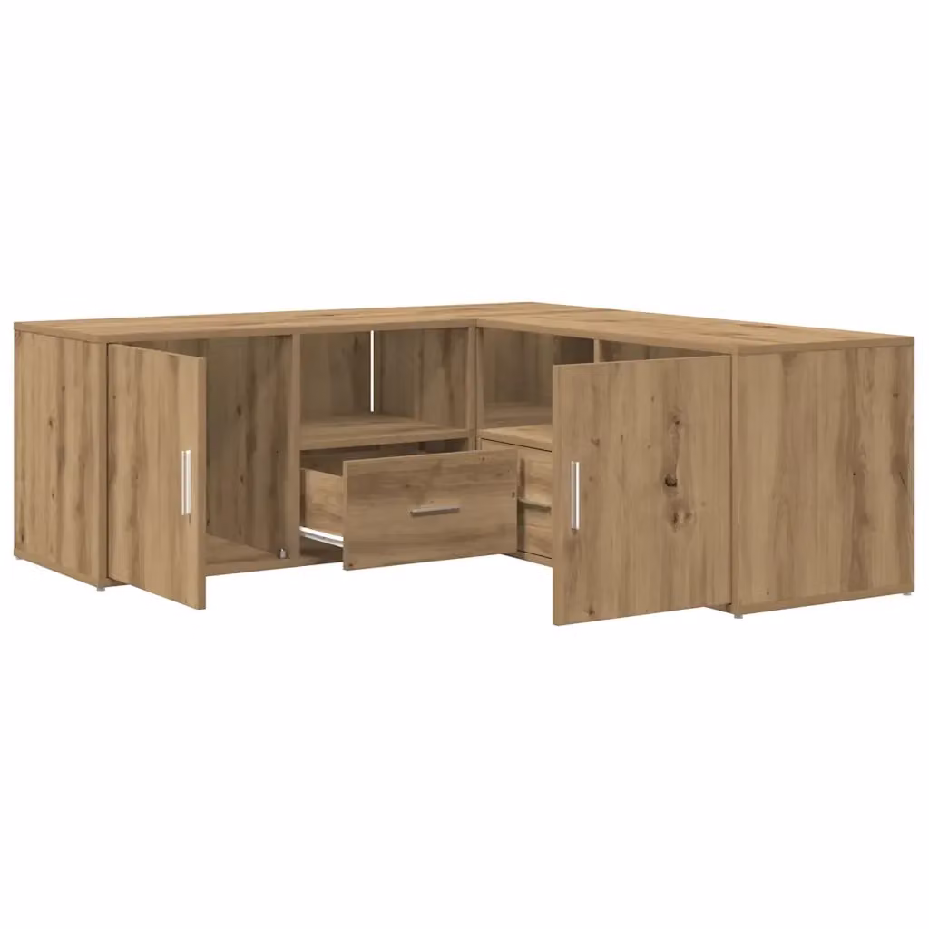 Mobile Angolare Moderno vidaXL in Legno e MDF Colore Rovere Marrone con Cassetti e Ante con L: 200 cm, P: 40 cm, H: 45 cm – 2
