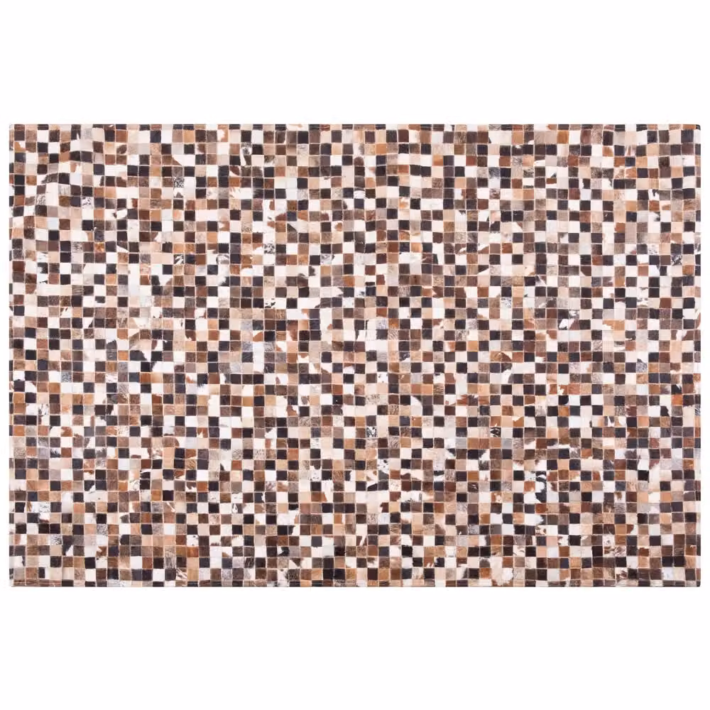 Tappeto Patchwork in Pelle Bovina Multicolore e Beige BELIANI Rettangolare Moderno L: 160 cm, P: 230 cm – 2
