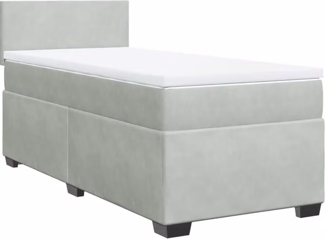 Letto singolo | Letto per adulti | Giroletto a Molle con Materasso Grigio Chiaro 80x200 cm Velluto