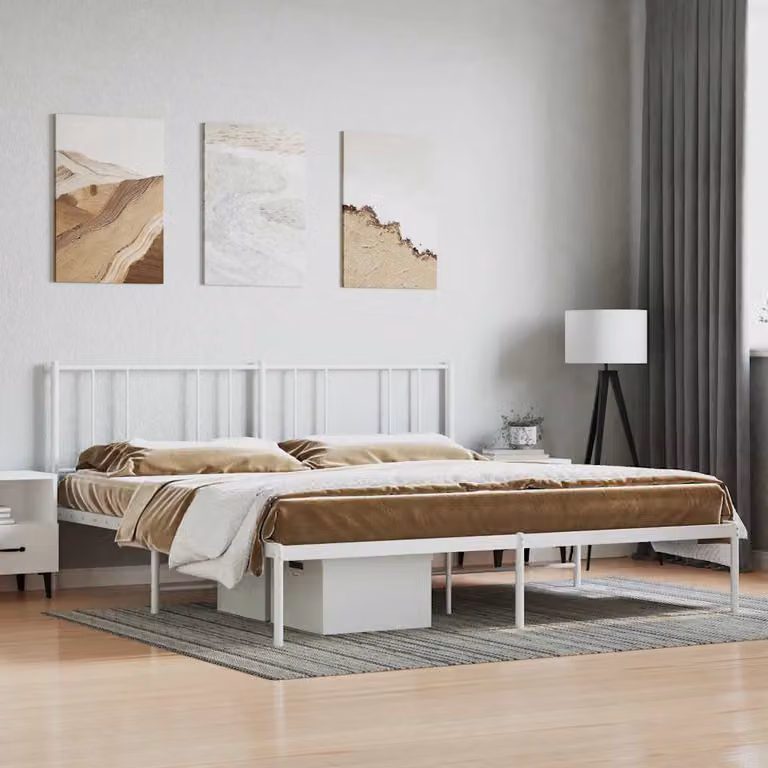 vidaXL Giroletto con Testiera in Metallo Bianco L/P: 180 x 200 cm