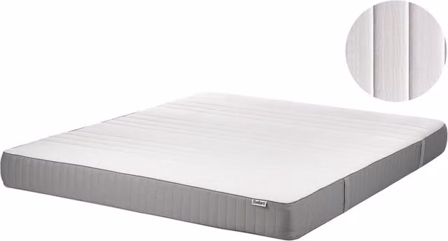 Materasso Ibrido BELIANI in Schiuma con Rivestimento Sfoderabile Bianco L: 180 cm, P: 200 cm, H: 20 cm