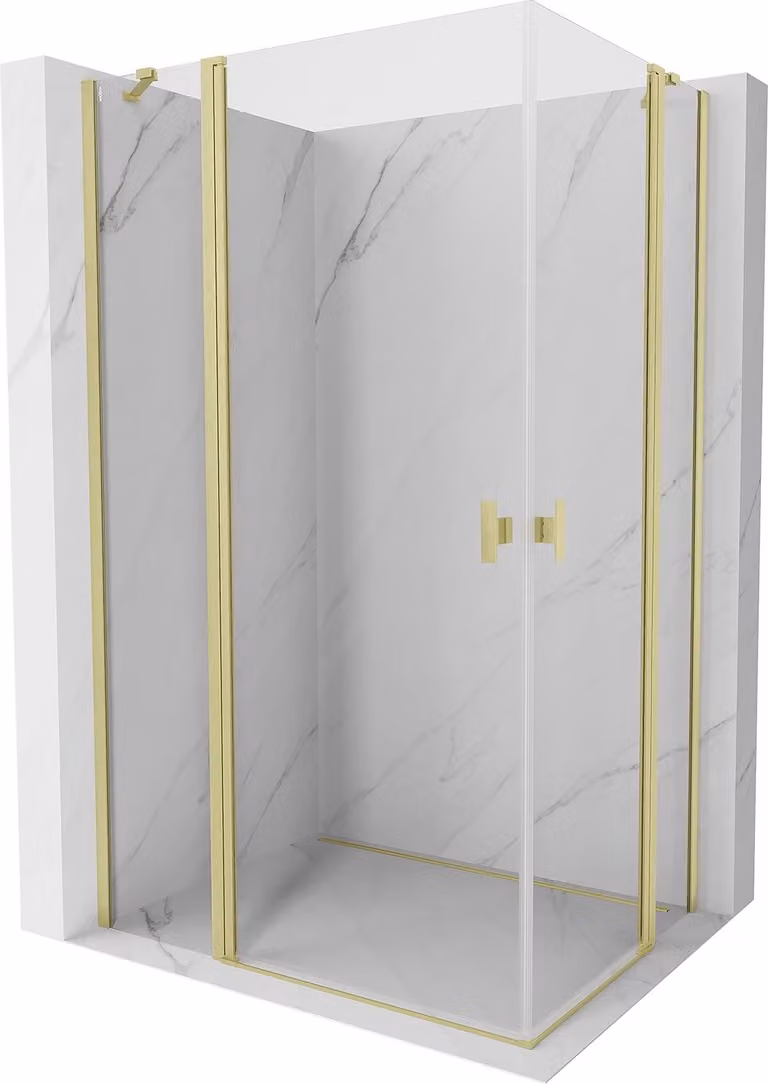 Mexen Mist Duo cabina doccia battente 120 x 80 cm, trasparente, oro spazzolato - 8A4-120-080-55-00