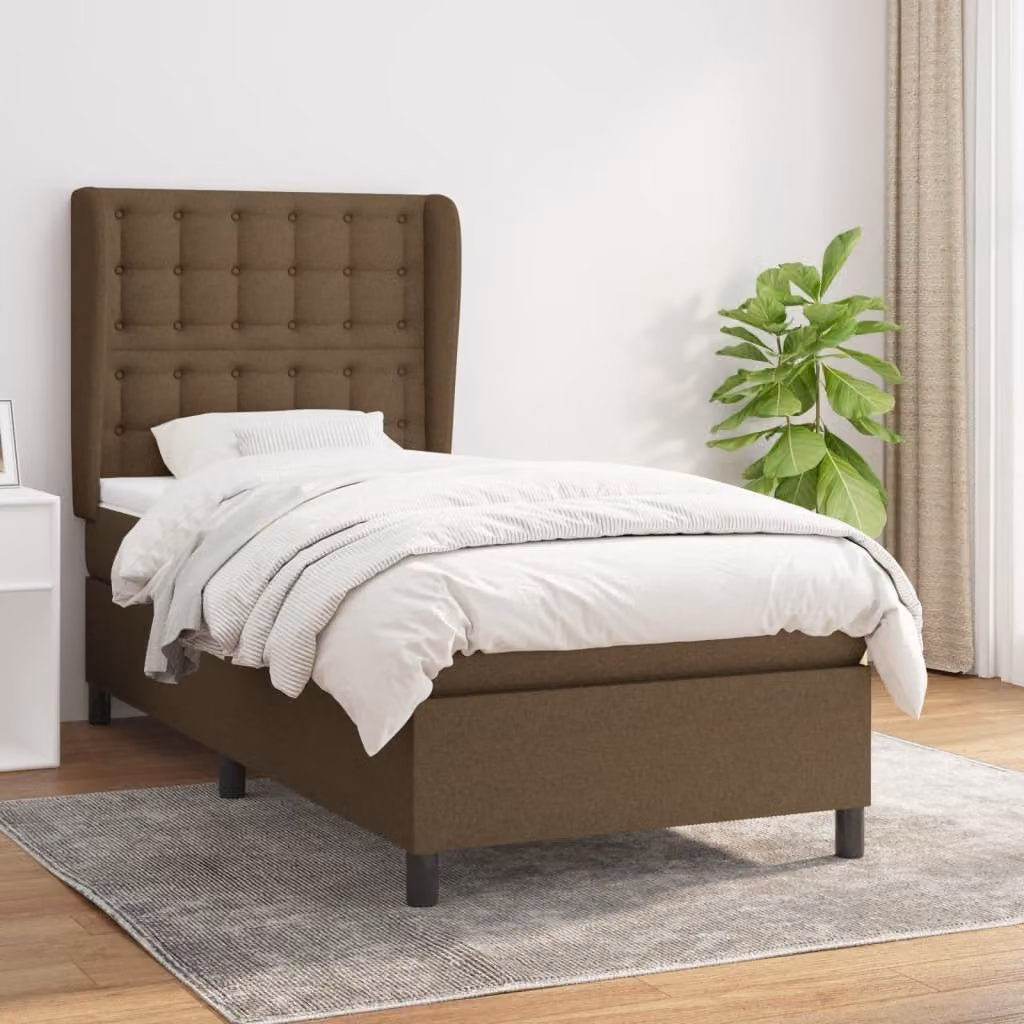 Maison Exclusive - Giroletto a Molle con Materasso Marrone Scuro 90x200 cm Tessuto