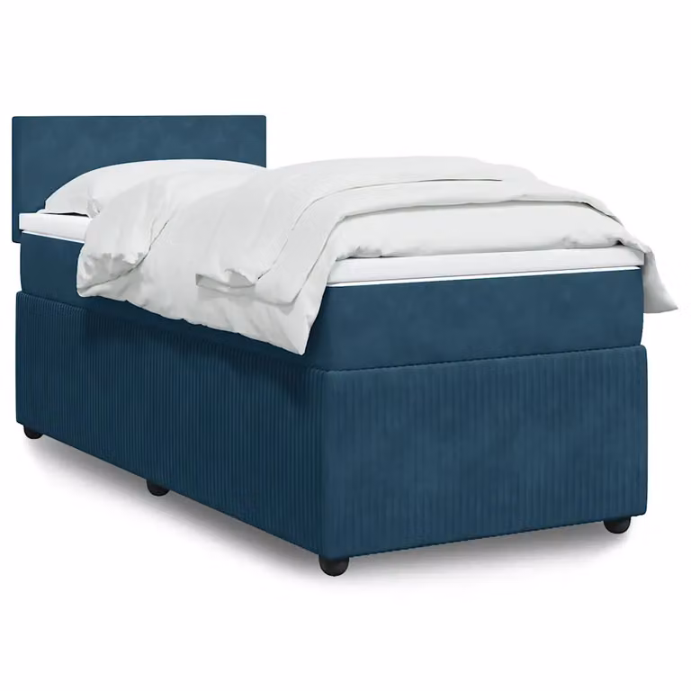 vidaXL Giroletto a Molle con Materasso Blu 90x190 cm in Velluto