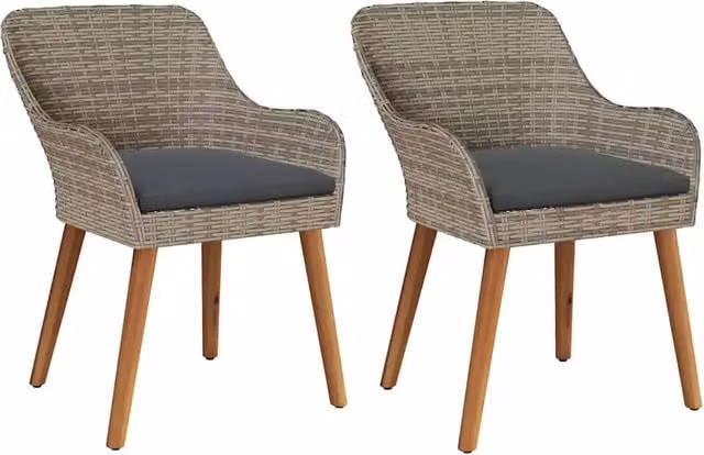 Sedia da Giardino 2 pz | Sedie da Esterno Nero 62,5 x 55 x 82 cm polyrattan