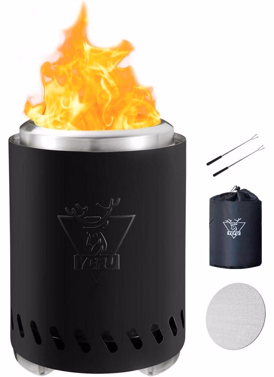 Focolare da tavolo senza fumo, 21,8 cm, nero, con accessori