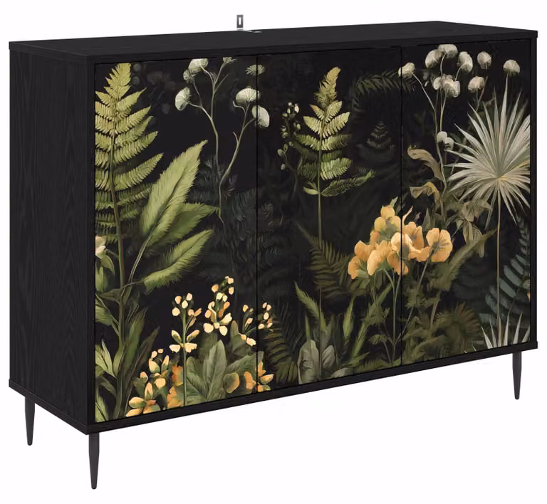 Mobile contenitore RHENEN, finitura effetto legno noce, dimensioni 102 x 33 x 76 cm