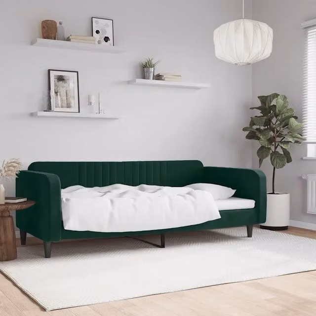 Letto da giorno verde vidaXL con struttura imbottita e design moderno – 1