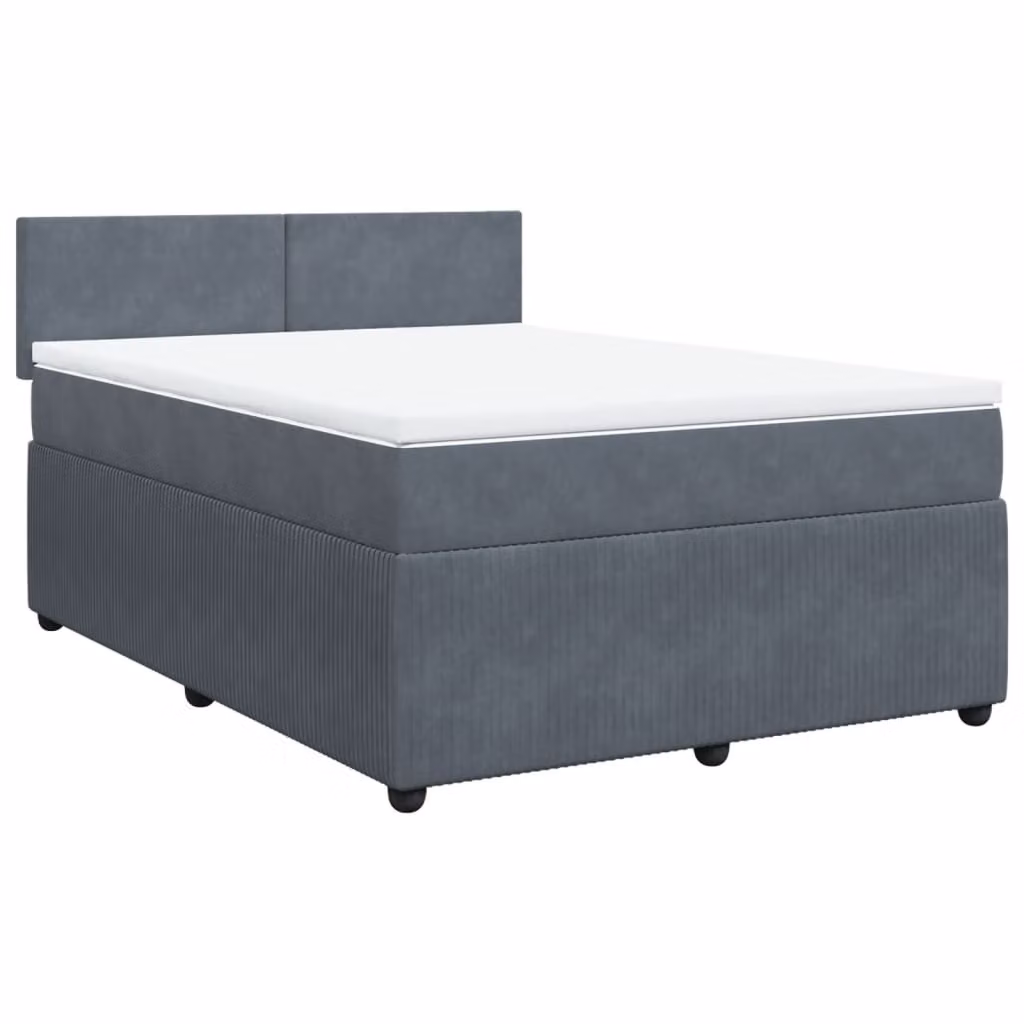 Giroletto a Molle con Materasso Grigio Scuro 140x190 cm Velluto