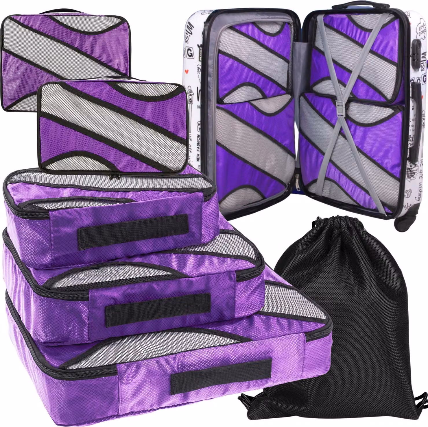 Set di organizer da viaggio per biancheria, valigia e guardaroba