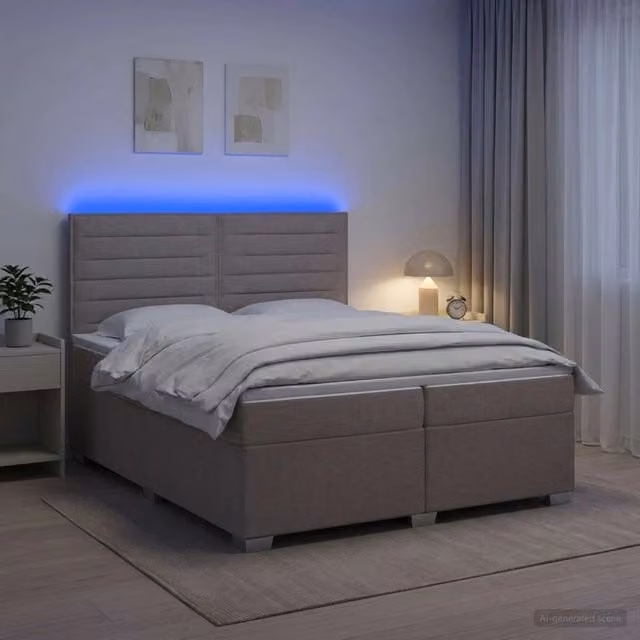 Letto box spring con materasso Tortora 200 x 200 cm Tessuto 3454947