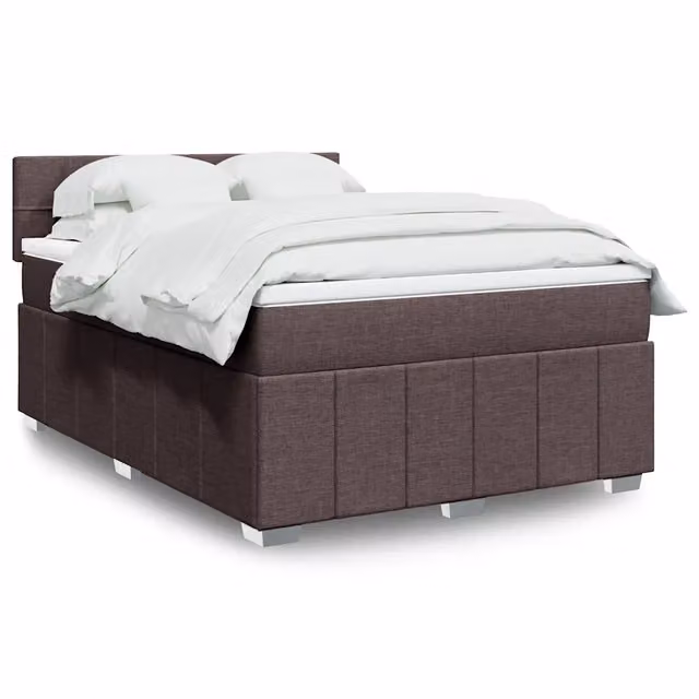 Letto Ibrido vidaXL con Giroletto a Molle e Materasso in Tessuto Marrone e Bianco L/P: 140 x 200 cm