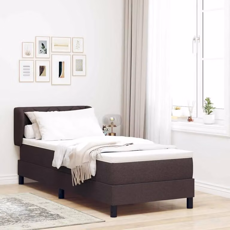 Letto a molle con testiera vidaXL in tessuto marrone scuro L: 80 cm, P: 200 cm, H: 140 cm