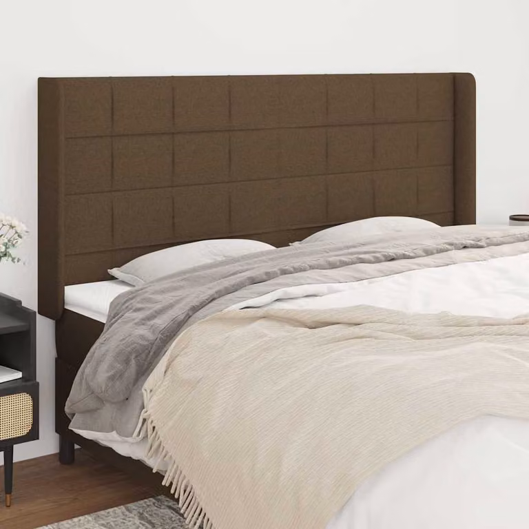 Testiera ad orecchio vidaXL in tessuto marrone scuro L: 203 cm, P: 16 cm, H: 118/128 cm