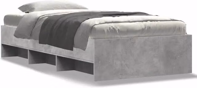 Letto singolo per adulti DESIGN IN in legno multistrato grigio con vani laterali L/P/H: 190 x 90 x 35 cm – 1