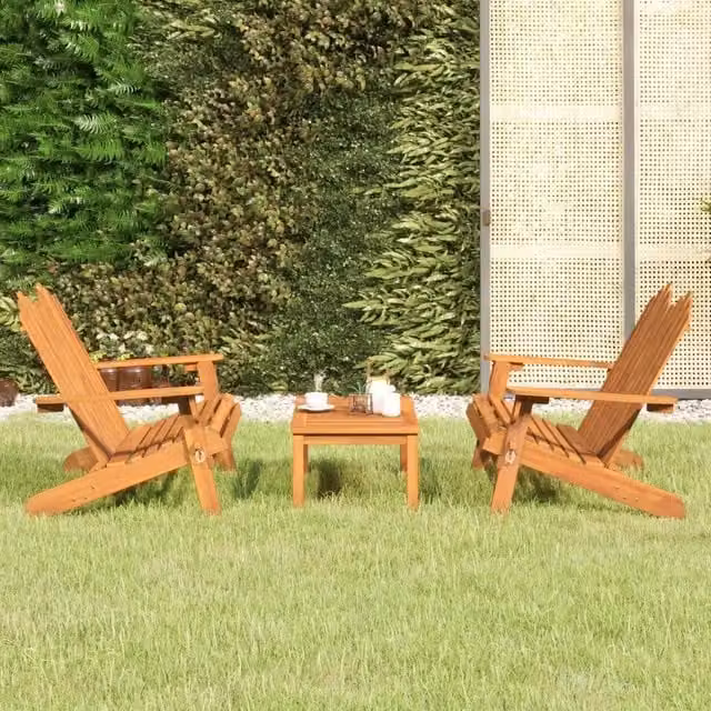 Set Salotto da Giardino Adirondack 3pz Legno Massello di Acacia 3152133