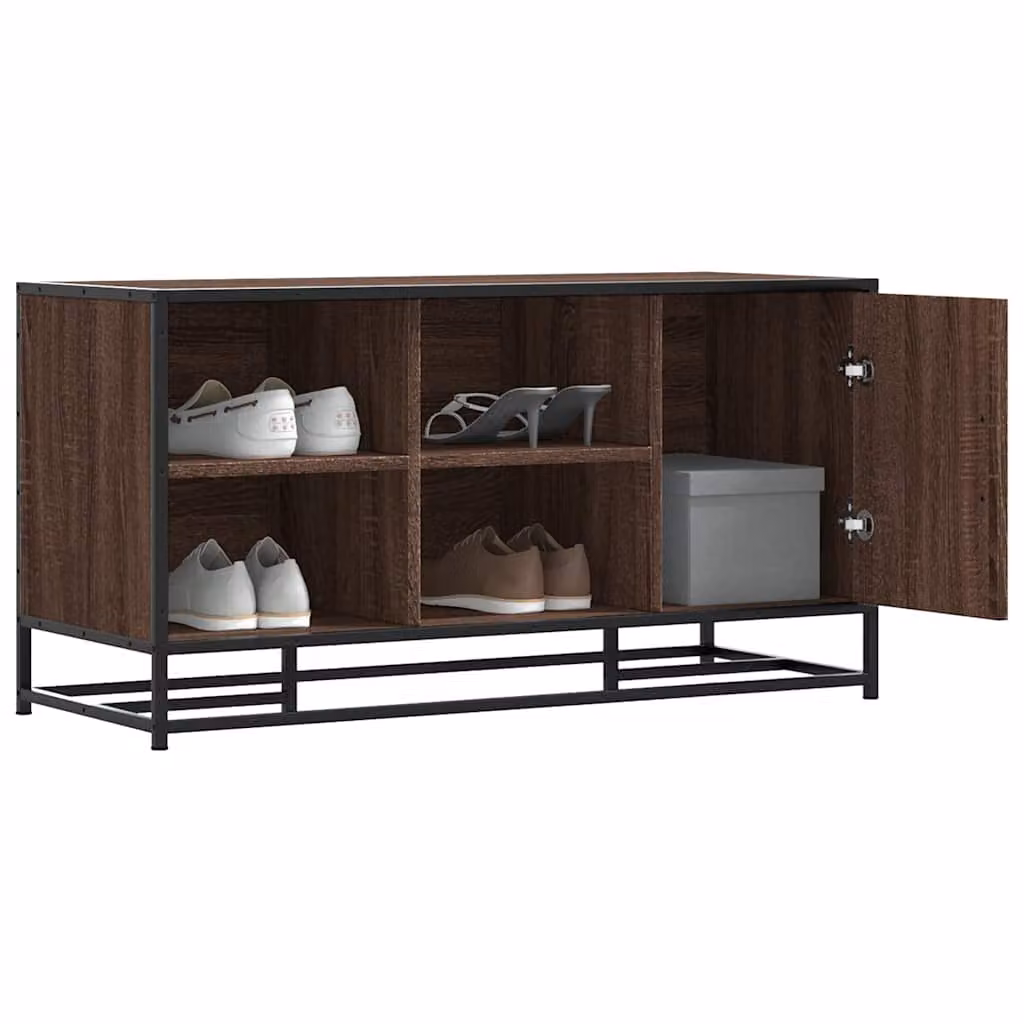 Scarpiera vidaXL in stile industriale in legno e metallo, colore marrone, L 100 x P 40 x H 53,5 cm