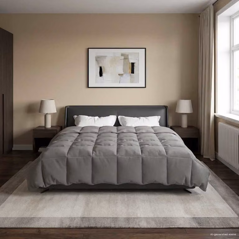 Piumino estivo reversibile vidaXL in microfibra traspirante, Grigio, L 240 x P 220 cm