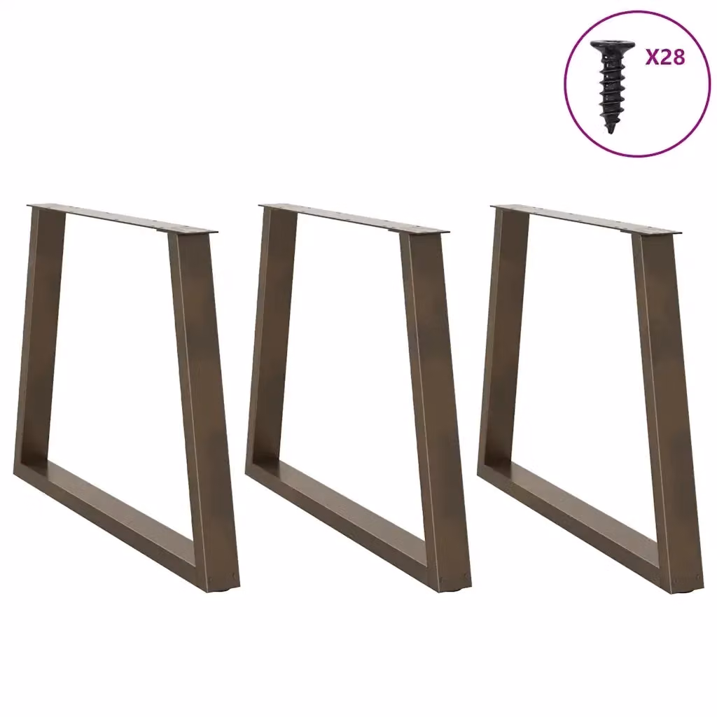 Set di 3 gambe per tavolo da pranzo a forma di X vidaXL in metallo color argento opaco, Altezza: 72-73,3 cm