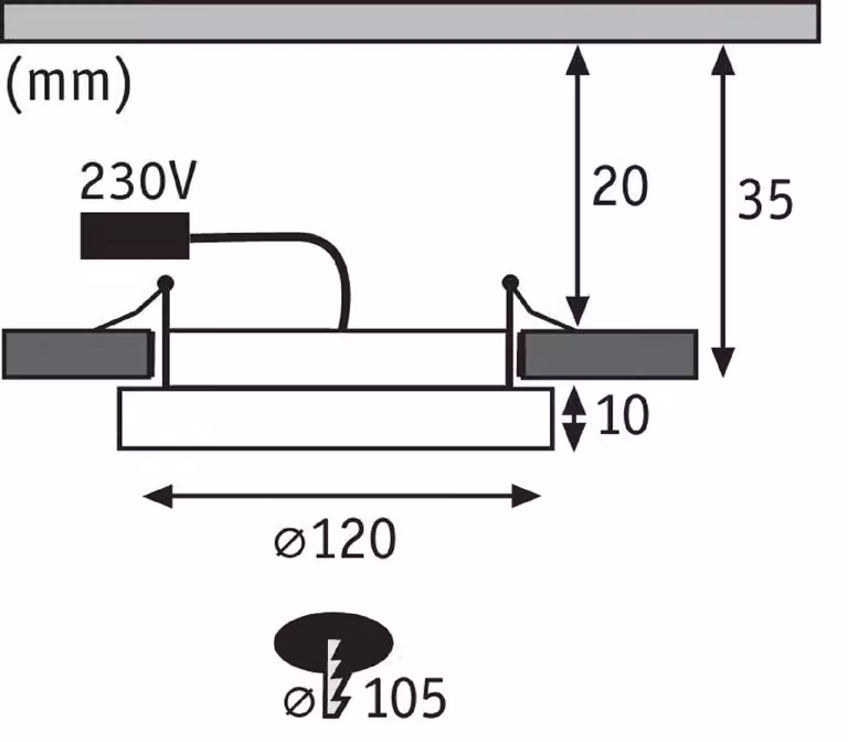 Set di faretti da incasso Paulmann, modello Panel Areo, rotondi, grado di protezione IP23, LED, 1x8W, 3000K, 230V, diametro 120mm, finitura nichel opaco/plastica
