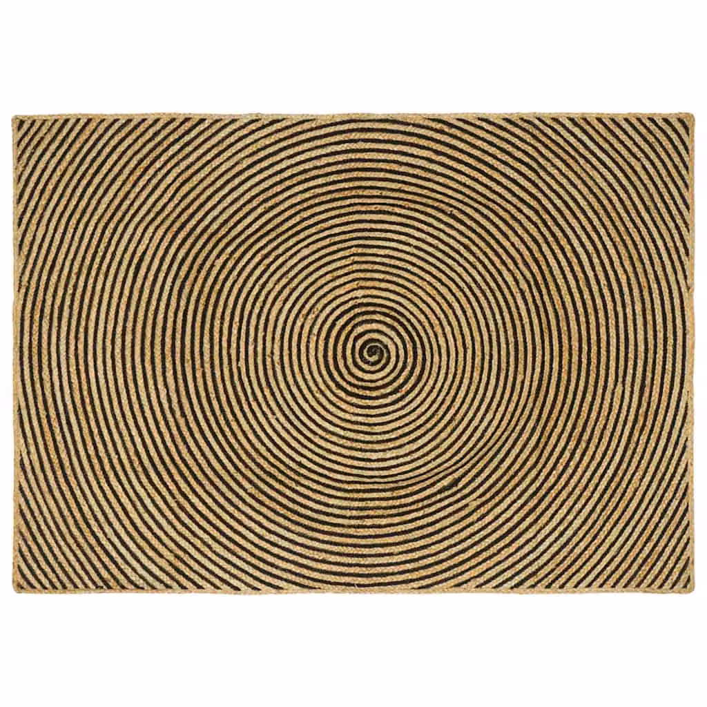 Tappeto da area moderno vidaXL in juta nero L: 120 cm, P: 170 cm