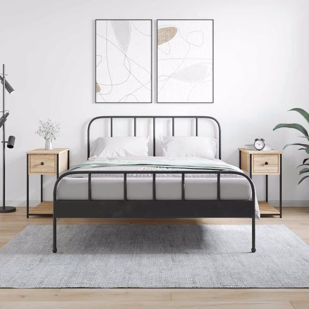 Set di 2 comodini vidaXL in legno multistrato color rovere sonoma, L 60 cm x P 30 cm x H 60 cm
