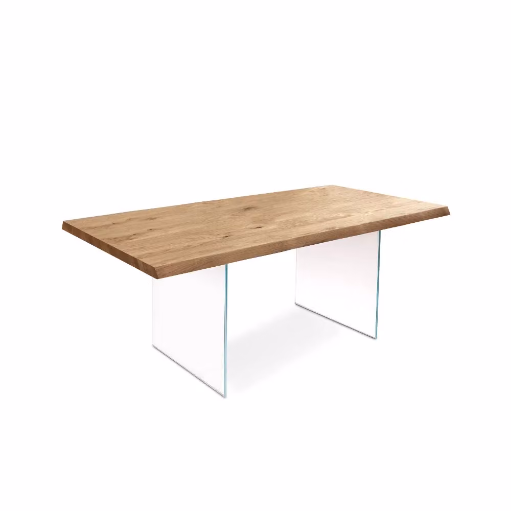Tavolo da pranzo rettangolare allungabile Forest Duzzle in legno impiallacciato rovere naturale e vetro, L: 200-300 cm, P: 100 cm – 2
