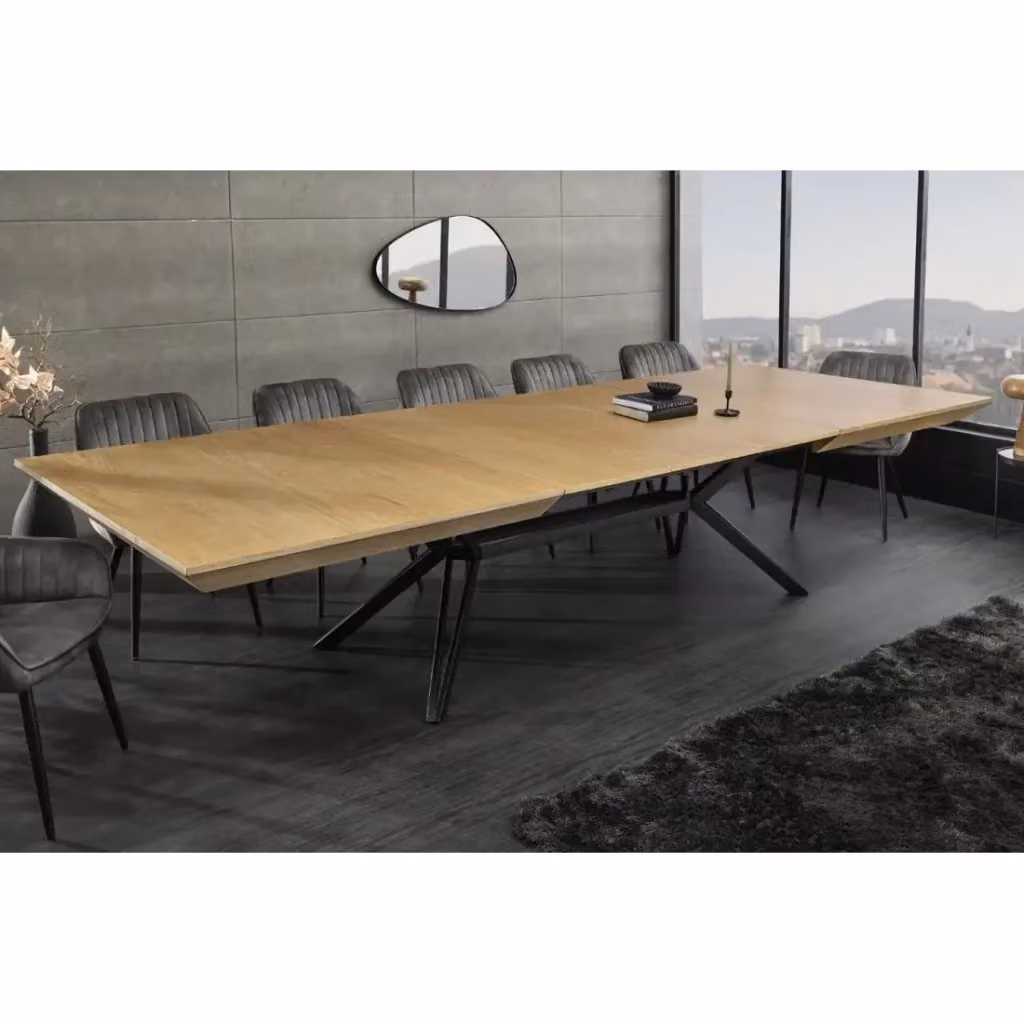 Tavolo da pranzo estensibile MEUBLORAMA moderno in MDF laminato noce e metallo nero L: 120 cm, P: 80 cm, H: 76 cm – 2