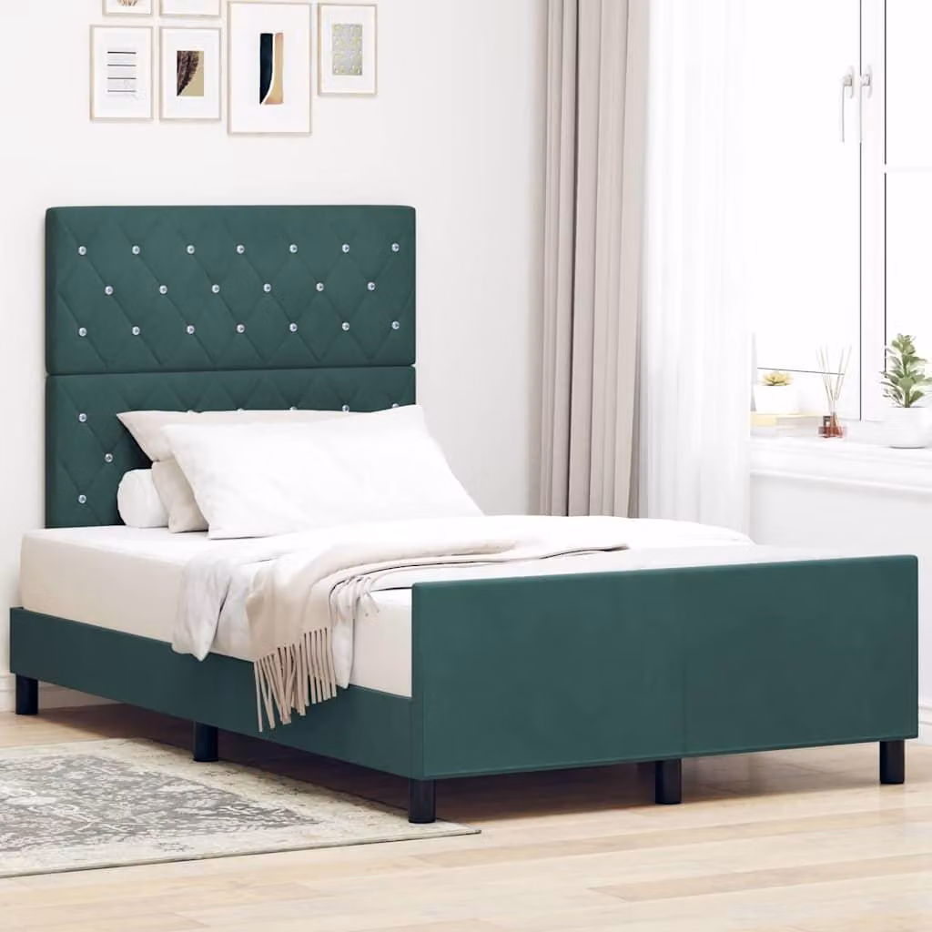Maison Exclusive - Letto boxspring con testiera verde scuro 120 x 200 cm in velluto