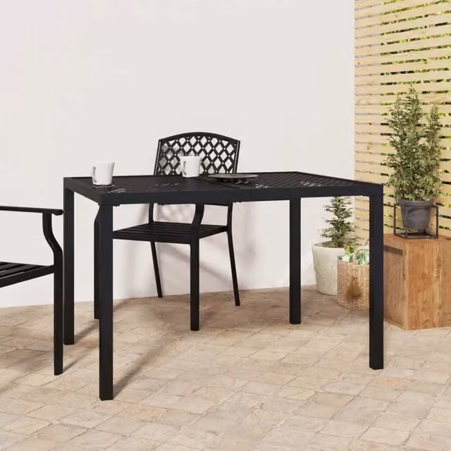 Tavolo da giardino rettangolare moderno vidaXL in acciaio antracite L: 110 cm, P: 80 cm, H: 72 cm