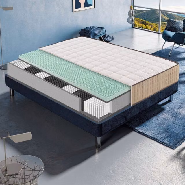 Materasso Singolo Iride Spring KingDream con Molle Indipendenti e Memory Foam, Colore Beige, L/P/H: 90 x 190 x 26 cm – 1
