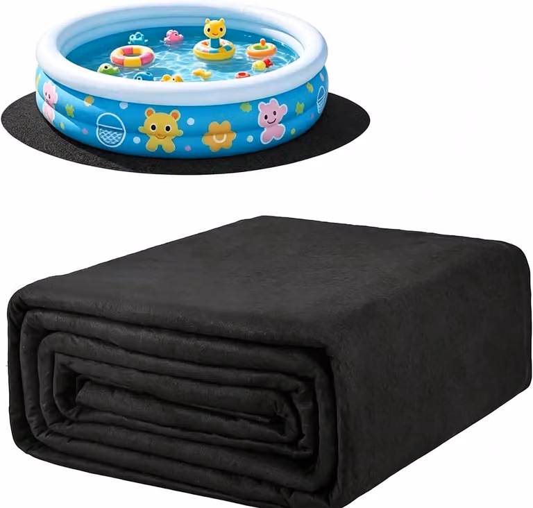 Pellicola per piscina, rotonda, diametro 3 metri, in poliestere, colore nero, adatta per prati